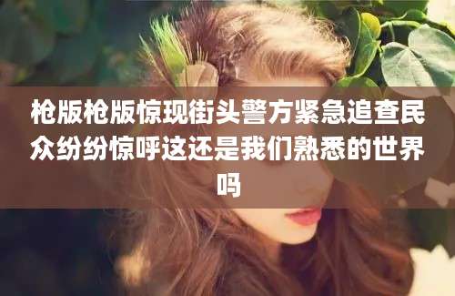 枪版枪版惊现街头警方紧急追查民众纷纷惊呼这还是我们熟悉的世界吗