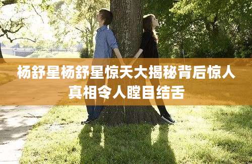 杨舒星杨舒星惊天大揭秘背后惊人真相令人瞠目结舌