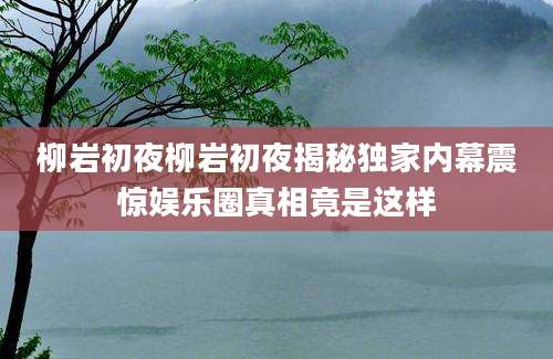 柳岩初夜柳岩初夜揭秘独家内幕震惊娱乐圈真相竟是这样
