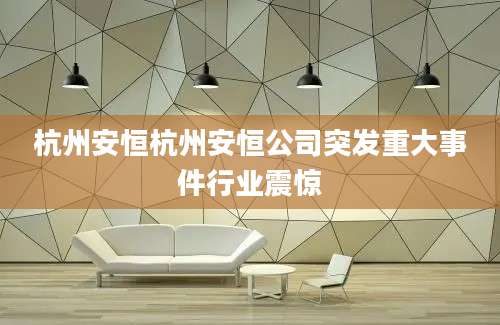 杭州安恒杭州安恒公司突发重大事件行业震惊
