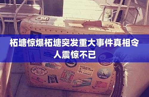 柘塘惊爆柘塘突发重大事件真相令人震惊不已