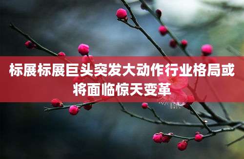 标展标展巨头突发大动作行业格局或将面临惊天变革
