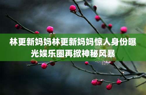 林更新妈妈林更新妈妈惊人身份曝光娱乐圈再掀神秘风暴