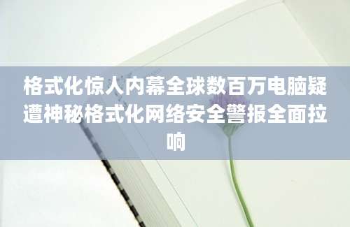 格式化惊人内幕全球数百万电脑疑遭神秘格式化网络安全警报全面拉响