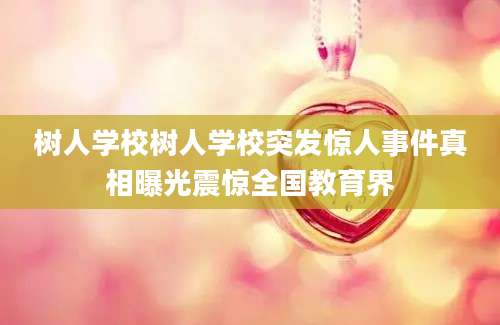 树人学校树人学校突发惊人事件真相曝光震惊全国教育界