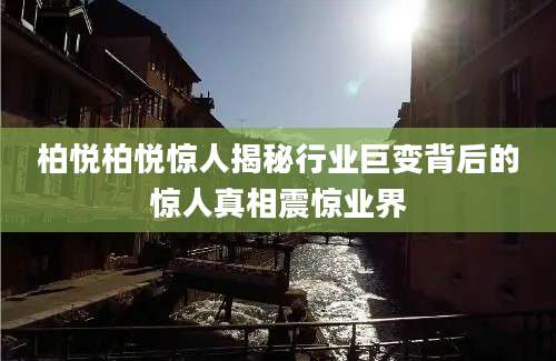 柏悦柏悦惊人揭秘行业巨变背后的惊人真相震惊业界
