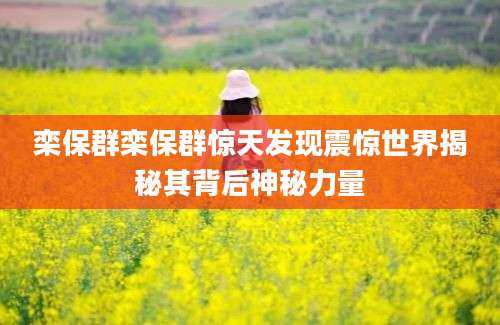 栾保群栾保群惊天发现震惊世界揭秘其背后神秘力量