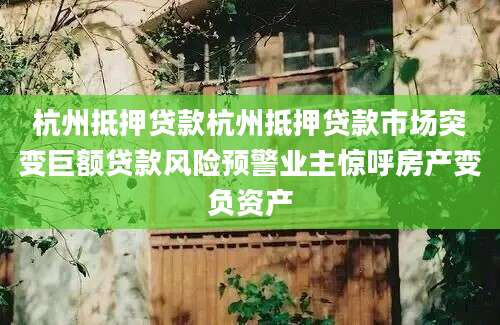 杭州抵押贷款杭州抵押贷款市场突变巨额贷款风险预警业主惊呼房产变负资产