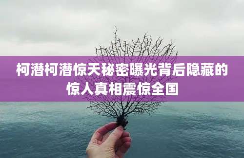 柯潜柯潜惊天秘密曝光背后隐藏的惊人真相震惊全国