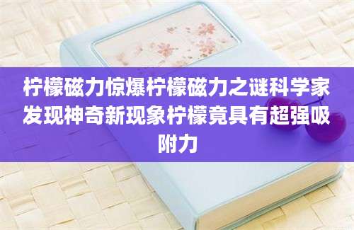 柠檬磁力惊爆柠檬磁力之谜科学家发现神奇新现象柠檬竟具有超强吸附力
