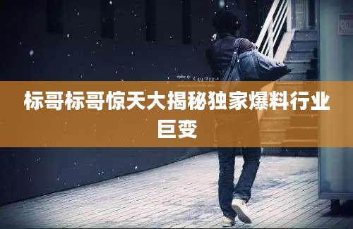 标哥标哥惊天大揭秘独家爆料行业巨变