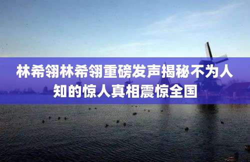 林希翎林希翎重磅发声揭秘不为人知的惊人真相震惊全国