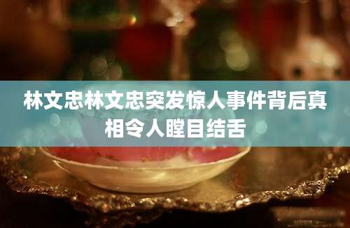 林文忠林文忠突发惊人事件背后真相令人瞠目结舌