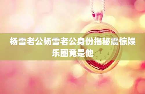 杨雪老公杨雪老公身份揭秘震惊娱乐圈竟是他