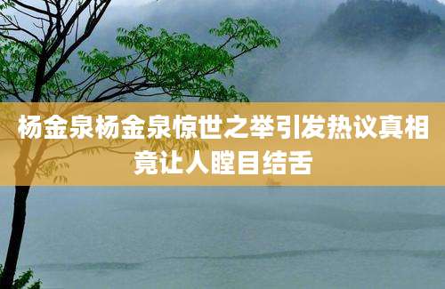 杨金泉杨金泉惊世之举引发热议真相竟让人瞠目结舌