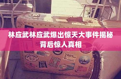 林应武林应武爆出惊天大事件揭秘背后惊人真相
