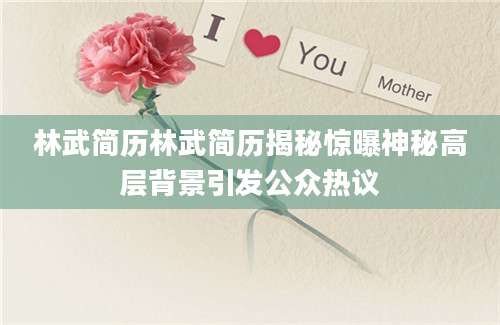 林武简历林武简历揭秘惊曝神秘高层背景引发公众热议