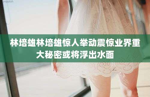 林培雄林培雄惊人举动震惊业界重大秘密或将浮出水面