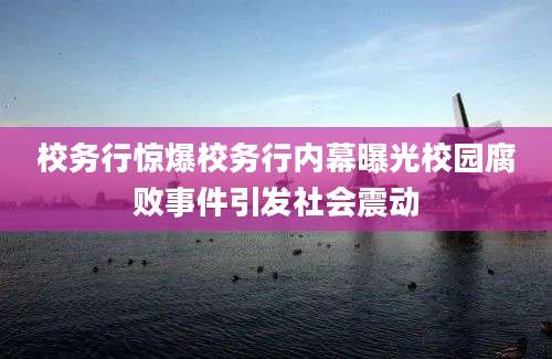 校务行惊爆校务行内幕曝光校园腐败事件引发社会震动