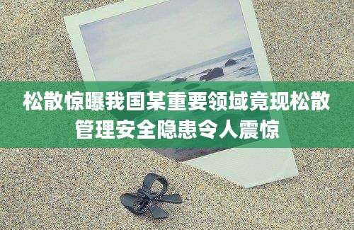 松散惊曝我国某重要领域竟现松散管理安全隐患令人震惊