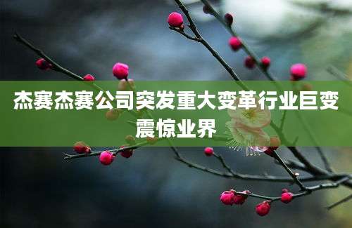 杰赛杰赛公司突发重大变革行业巨变震惊业界