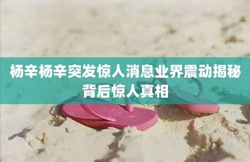 杨辛杨辛突发惊人消息业界震动揭秘背后惊人真相