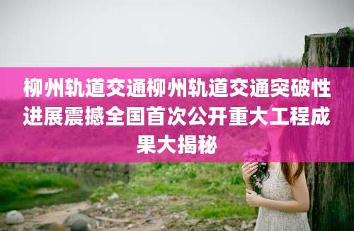 柳州轨道交通柳州轨道交通突破性进展震撼全国首次公开重大工程成果大揭秘