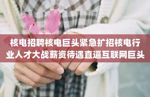 核电招聘核电巨头紧急扩招核电行业人才大战薪资待遇直逼互联网巨头