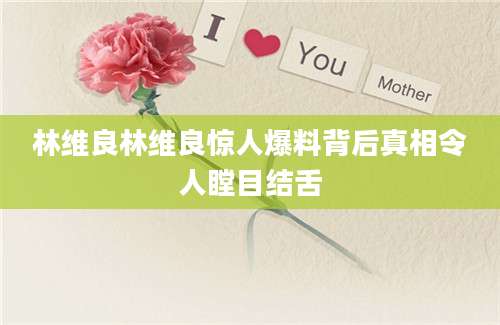 林维良林维良惊人爆料背后真相令人瞠目结舌