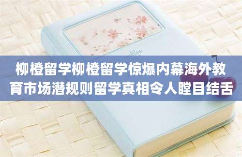 柳橙留学柳橙留学惊爆内幕海外教育市场潜规则留学真相令人瞠目结舌