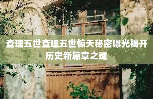 查理五世查理五世惊天秘密曝光揭开历史新篇章之谜