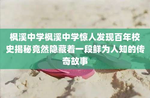 枫溪中学枫溪中学惊人发现百年校史揭秘竟然隐藏着一段鲜为人知的传奇故事