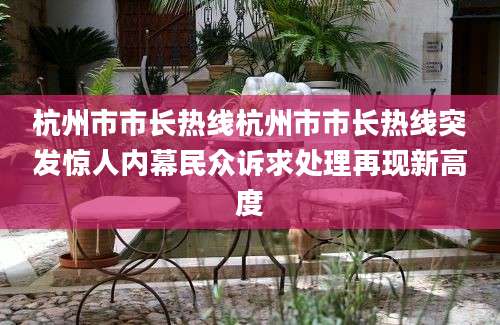 杭州市市长热线杭州市市长热线突发惊人内幕民众诉求处理再现新高度
