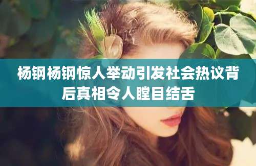 杨钢杨钢惊人举动引发社会热议背后真相令人瞠目结舌