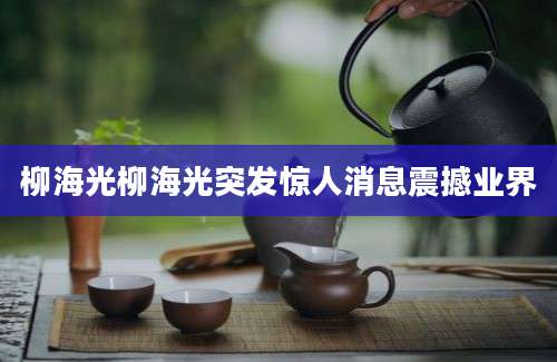 柳海光柳海光突发惊人消息震撼业界