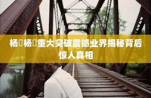 杨赟杨赟重大突破震撼业界揭秘背后惊人真相