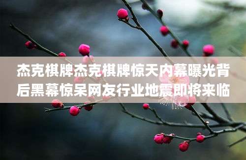杰克棋牌杰克棋牌惊天内幕曝光背后黑幕惊呆网友行业地震即将来临