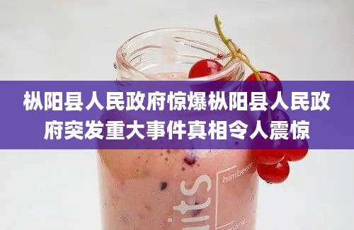 枞阳县人民政府惊爆枞阳县人民政府突发重大事件真相令人震惊