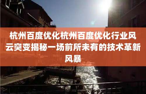 杭州百度优化杭州百度优化行业风云突变揭秘一场前所未有的技术革新风暴