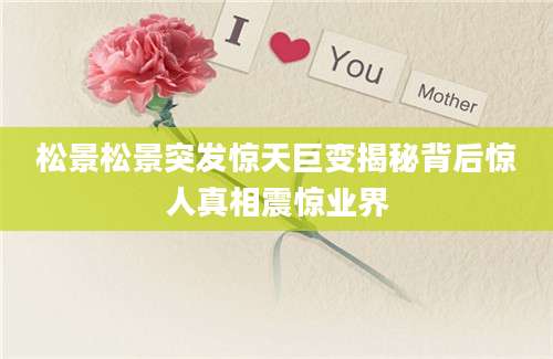 松景松景突发惊天巨变揭秘背后惊人真相震惊业界