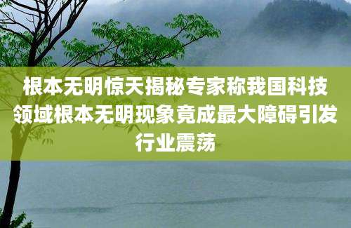 根本无明惊天揭秘专家称我国科技领域根本无明现象竟成最大障碍引发行业震荡