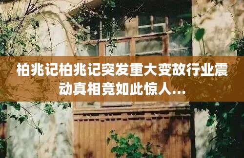 柏兆记柏兆记突发重大变故行业震动真相竟如此惊人...