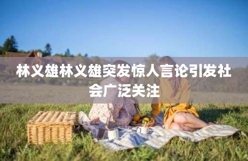 林义雄林义雄突发惊人言论引发社会广泛关注