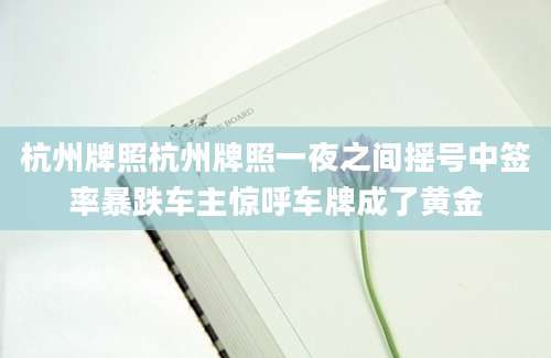 杭州牌照杭州牌照一夜之间摇号中签率暴跌车主惊呼车牌成了黄金