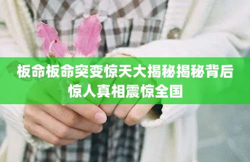 板命板命突变惊天大揭秘揭秘背后惊人真相震惊全国