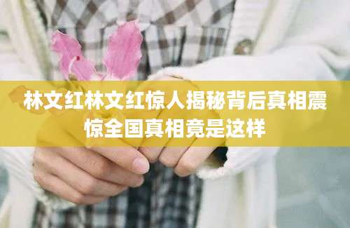林文红林文红惊人揭秘背后真相震惊全国真相竟是这样